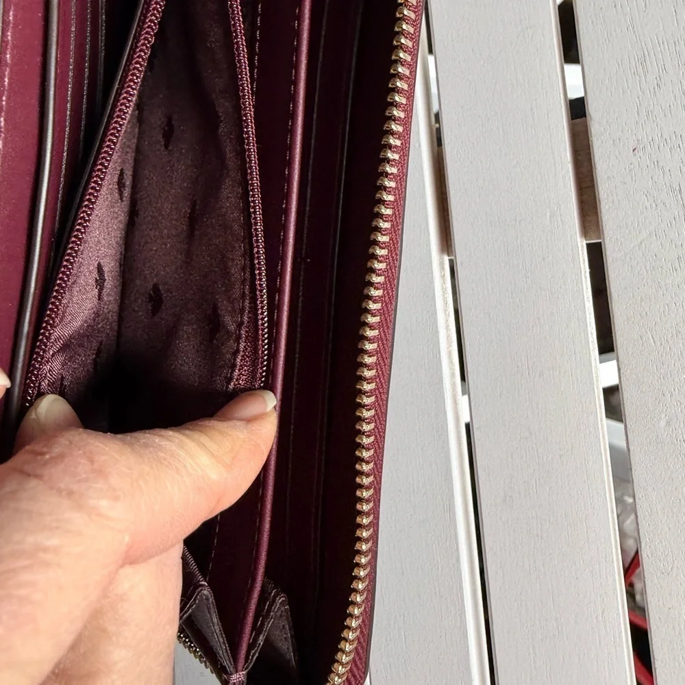 Kate Spade Tinsel Glitter Large Continenatal Deep Berry Wallet
